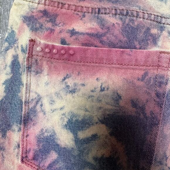 Blank NYC The Barrow High Rise Blue & Red Tie Dye Denim Shorts - Picture 6 of 7